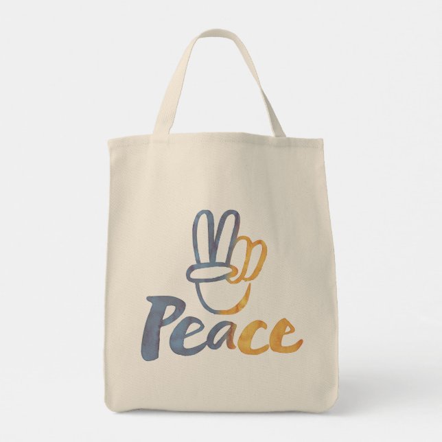 Tote Bag SYMBOLE DE PAIX V-SIGNE Ukraine anti-guerre (Dos)