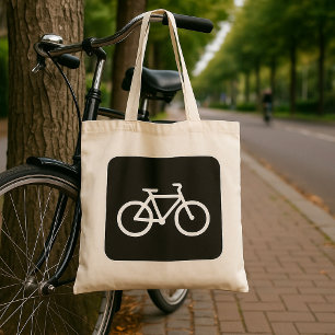 Tote Bag Symbole de vélo minimaliste noir et blanc