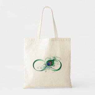 Tote Bag Symbole d'infini avec plume de paon