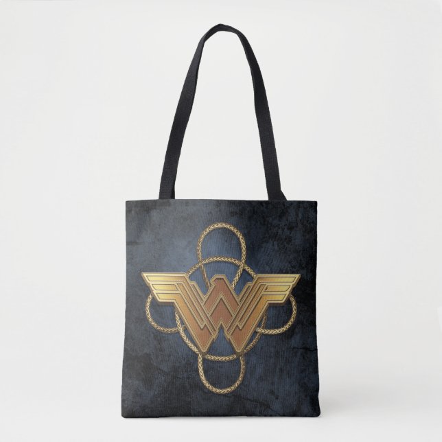 Tote Bag Symbole d'or Wonder Woman sur Lasso (Devant)