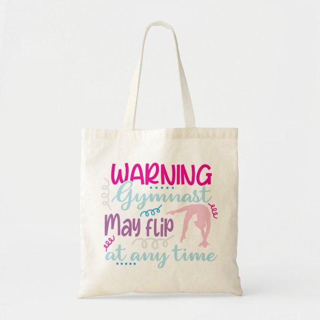 Tote Bag Symbole drôle gymnaste fille rose bleu pourrait fl (Devant)