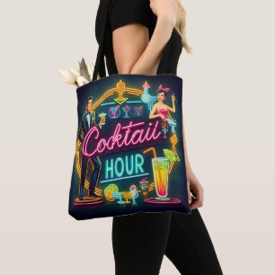 Tote Bag Symbole du néon du milieu du siècle Cocktail Hour