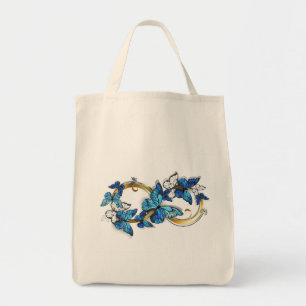 Tote Bag Symbole infini de papillons Morpho bleus