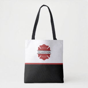 Tote Bag Symbole logo rouge du pompier personnalisé