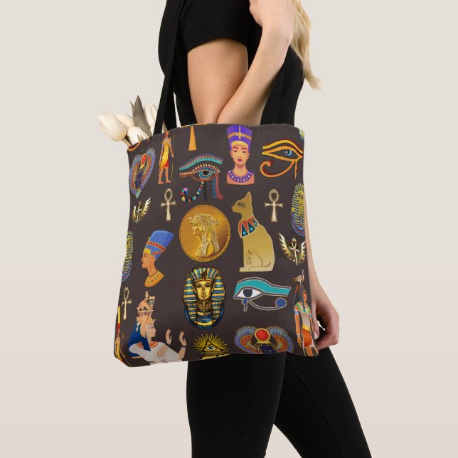 Tote Bag Symbole Motif égyptien Hiéroglyphique antique (De près)
