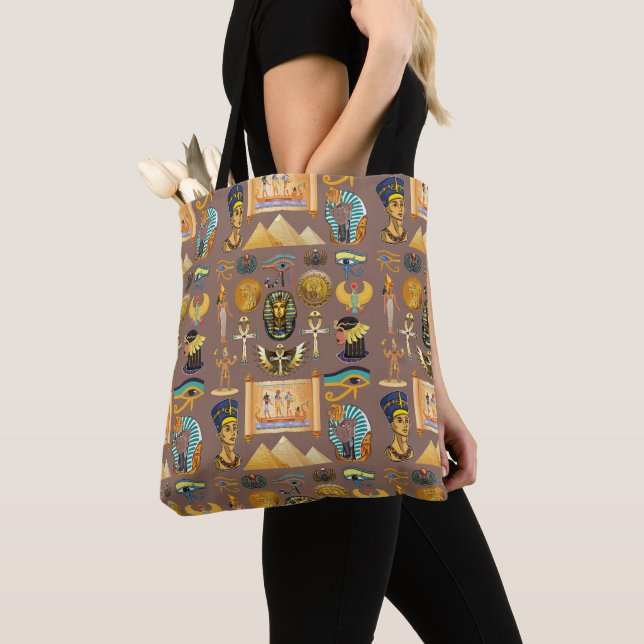 Tote Bag Symbole Motif égyptien Hiéroglyphique antique (De près)