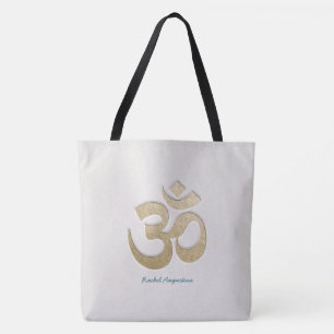 Tote Bag Symbole OM blanc & or Yoga Yoga Mediation instruct