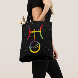Tote Bag Symbole planétaire Aquarius Uranus Starry Tie Dye