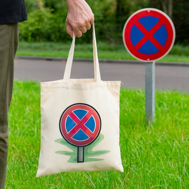 Tote Bag Symbole rouge bleu de la route de stationnement (Créateur téléchargé)