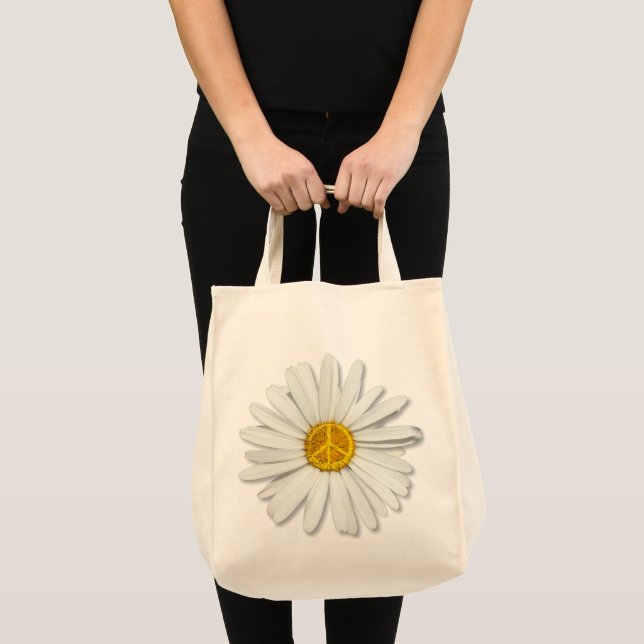 Tote Bag SYMBOLE SYMBOLE super Fleur Blanche Faisée Hippie  (Devant (produit))