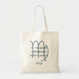 Tote Bag Symbole Virgo Zodiac Fun Citation Bleu & Blanc