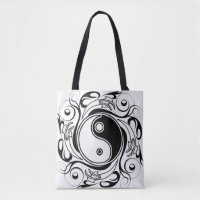 Symbole Yin et Yang Style tatouage noir et blanc
