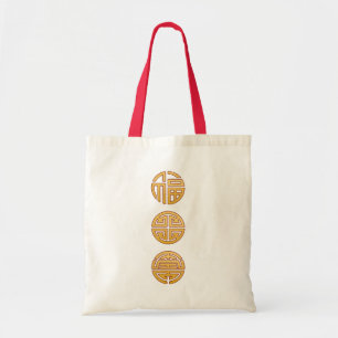 Tote Bag Symboles Fu Lu Shou : Fortune, Prospérité, Longévi