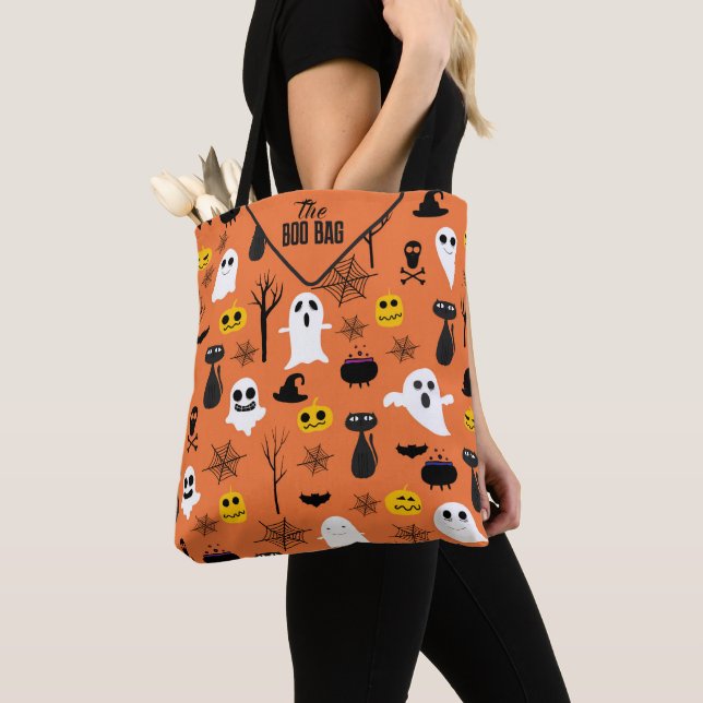 Tote Bag Symboles Halloween éffrayant motif transparent (De près)