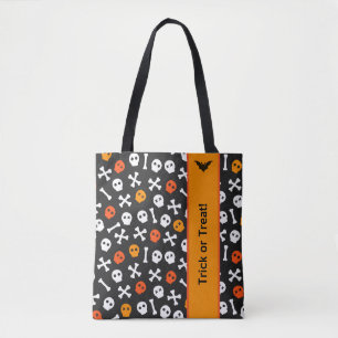 Tote Bag Symboles noir, orange et blanc d'Halloween