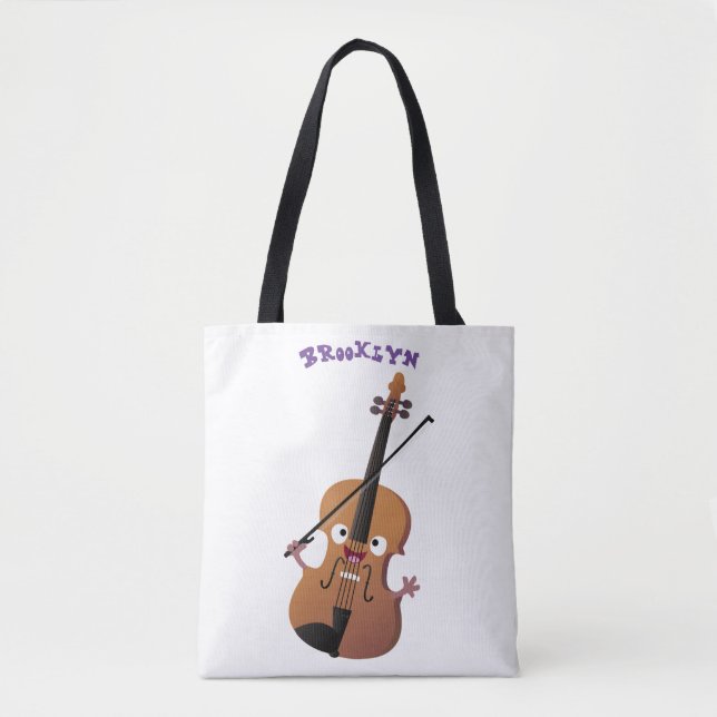 Tote Bag Sympa drôle violon personnage de dessin animé (Devant)