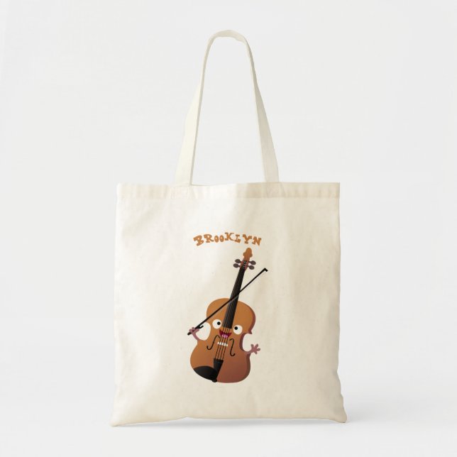 Tote Bag Sympa drôle violon personnage de dessin animé (Devant)