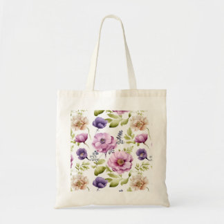 Tote Bag Symphonie Royal Bloom Purple Floral Pattern