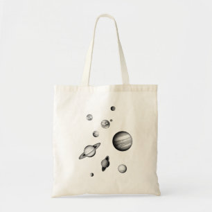Tote Bag Système solaire noir et blanc dans l'espace