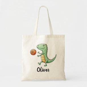 Tote Bag T-Rex mignon jouant au basket-ball
