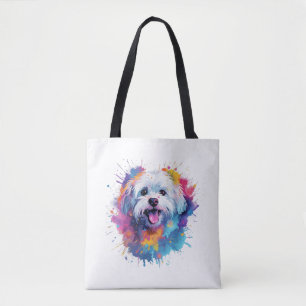Tote Bag T-Shirt de Chien Maltais Coloré Splash Art Classic