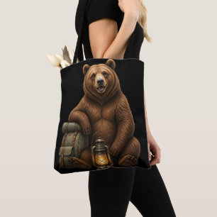 Tote Bag T-shirt de dessin animé d'ours mignon de la forêt