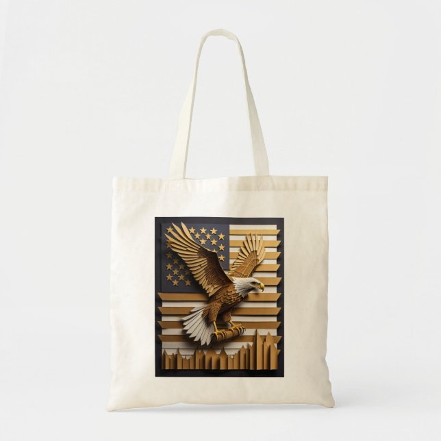 Tote Bag T-shirt Eagle 3D Paper Art Design (Devant)