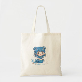 Tote Bag T-shirt Fille Sirène de l'Océan Bleu Mignon - Kawa
