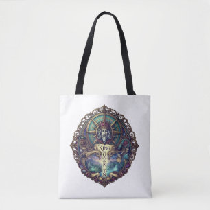 Tote Bag T-Shirt Graphique avec Cadre Céleste Mystique   