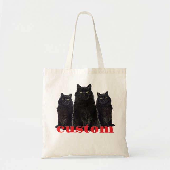 Tote Bag T-Shirt graphique Personnalisé en chats noirs (Devant)