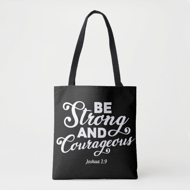 Tote Bag T-shirt Joshua 1:9 : Courageuse déclaration de foi (Devant)