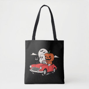 Tote Bag T-Shirt Rétro Halloween Fantôme Conduisant une Voi