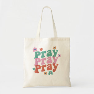Tote Bag T-shirt Verse Pray Pray Pray Trendy Groovy Bible