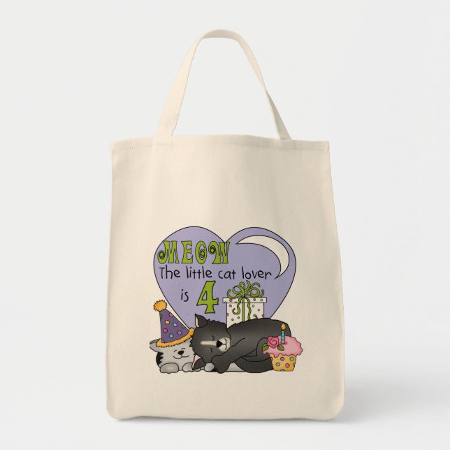 Tote Bag T-shirts et cadeaux Amoureux de les chats 4e anniv (Devant)