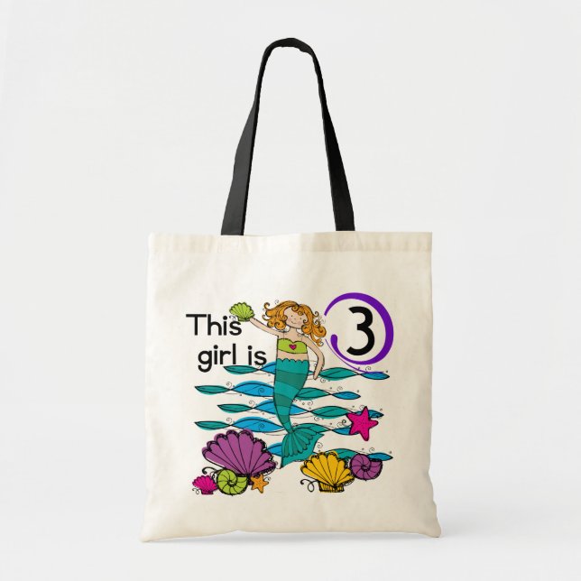 Tote Bag T-shirts et cadeaux Mermaid 3e anniversaire (Devant)