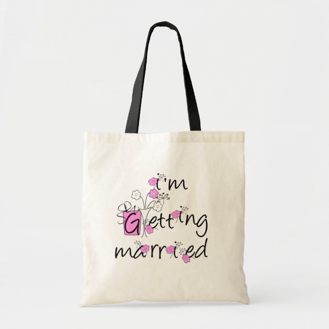 Tote Bag T-shirts et cadeaux roses et noirs de jeune mariée (Devant)