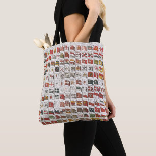 Tote Bag Table vintage des drapeaux de mer, Impression esth