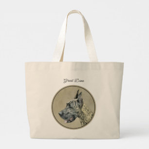 Tote Bag Tableau de Grand Danois Bringé Art Original Chien