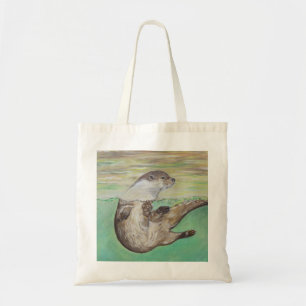 Tote Bag Tableau de la loutre de rivière joueuse