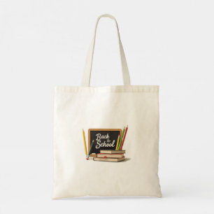 Tote Bag Tableau noir et livres vintage "Retour à l'école"