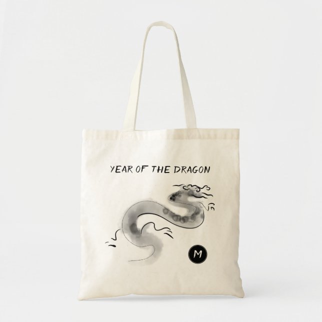 Tote Bag Tableau original 1 année de dragon 2024 Monogramme (Devant)