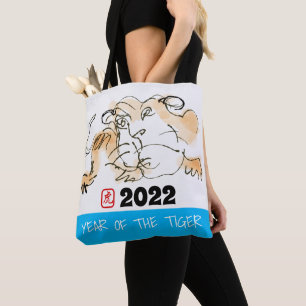 Tote Bag Tableau original 4 Tigre chinois année Anniversair