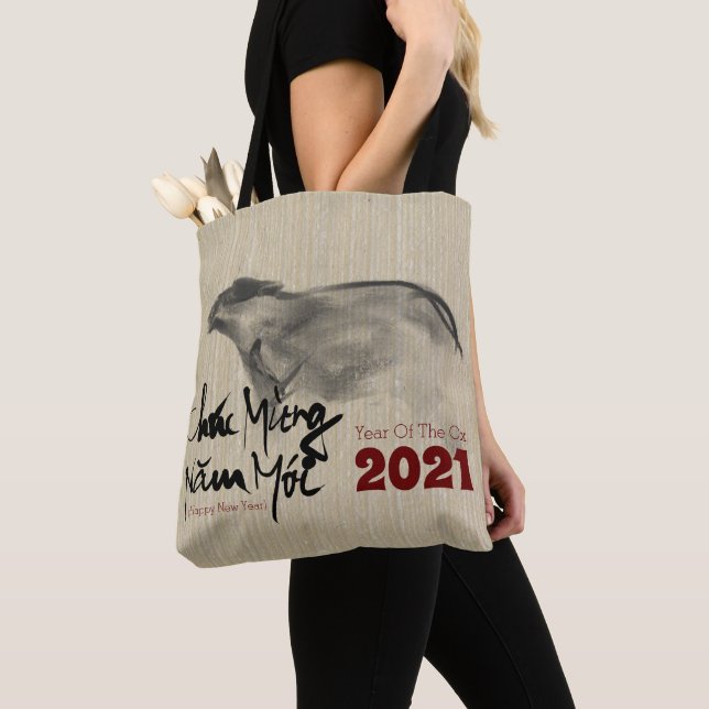 Tote Bag Tableau original OX Nouvel An vietnamien 2021 AoTB (De près)