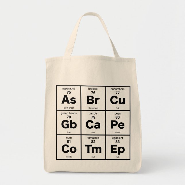 Tote Bag Tableau périodique végétarien (Devant)