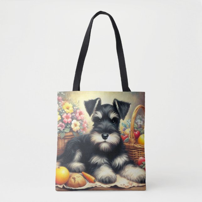 Tote Bag Tableau Schnauzer vintage (Devant)