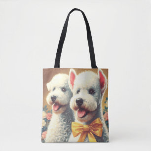 Tote Bag Tableau vintage Bedlington Terrier