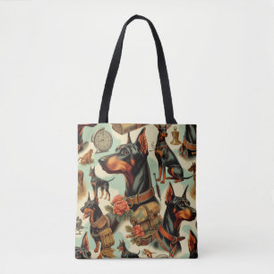 Tote Bag Tableau vintage Doberman sans joint