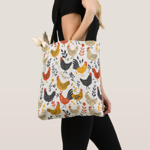 Tote Bag Tableaux et poulets Illustration simple Imprimer