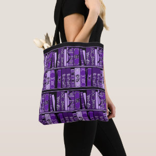 Tote Bag Tablettes de livres pourpres Livres Vintages