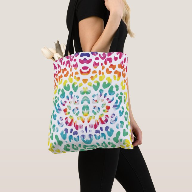 Tote Bag Taches léopards arc-en-ciel (De près)